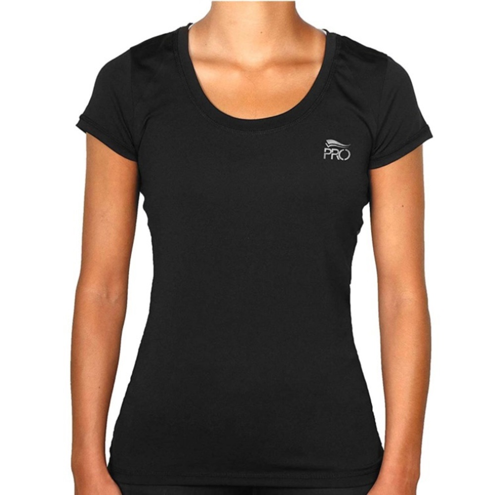 Crivit PRO Women's Running Short Sleeve Top Athletic Performance T-Shirt Black!